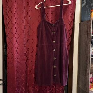 Elegant Purple Corduroy Dress with Buttons